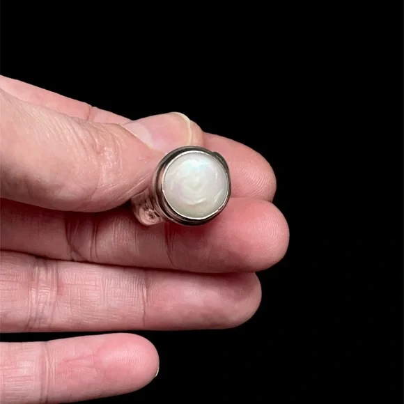 Modernist sterling and pearl ring - Picture 6 of 6